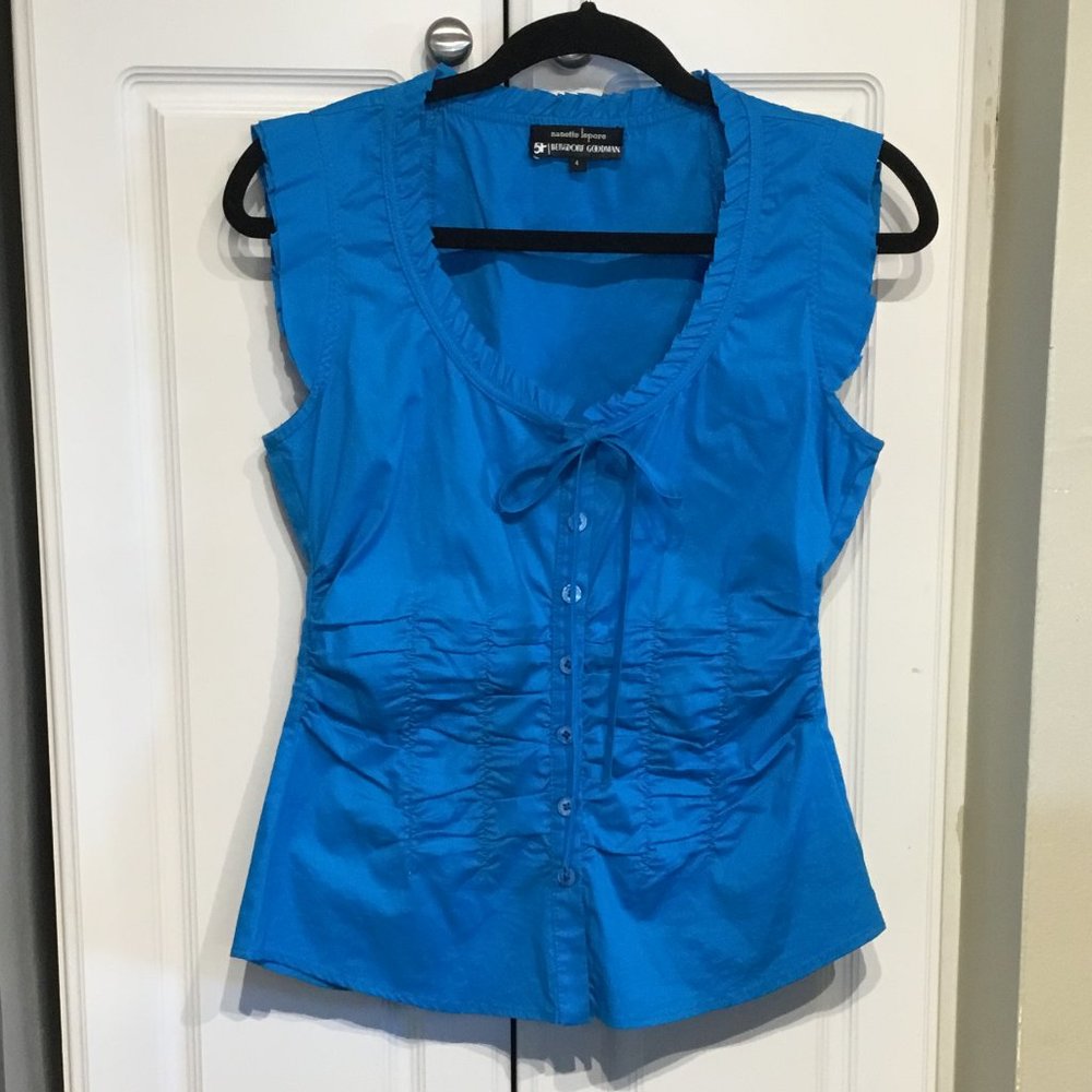 Blue Corset Top with Bow and Ruching